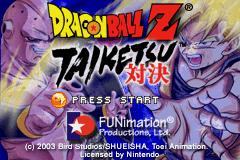 Dragon Ball Z Taiketsu title screen for GameBoy Advance